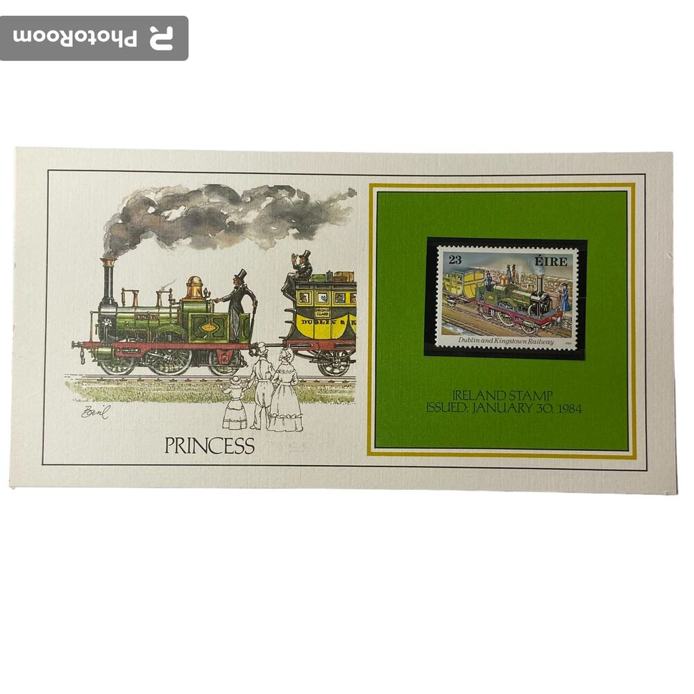 Vtg 1841 Princess Ireland Stamp Basil Smith Print Issued 1984 Train Railroad